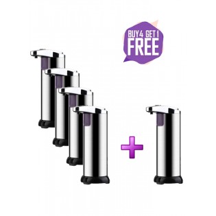 Automatic Infrared Soap Dispenser Silver/Black 250ml - (4+1 Pieces)