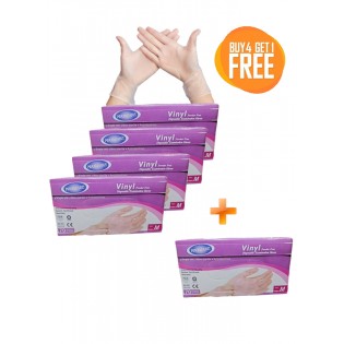 Vinyl Disposable Examination Gloves - (4+1 Boxes)