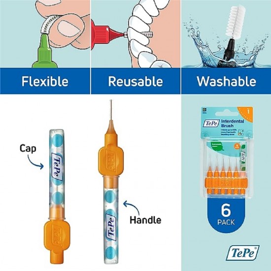 تيبي فرشاة تنظيف ما بين الأسنان اي دي بي اورانج بليستر - 0.45 ملم - 6 قطع